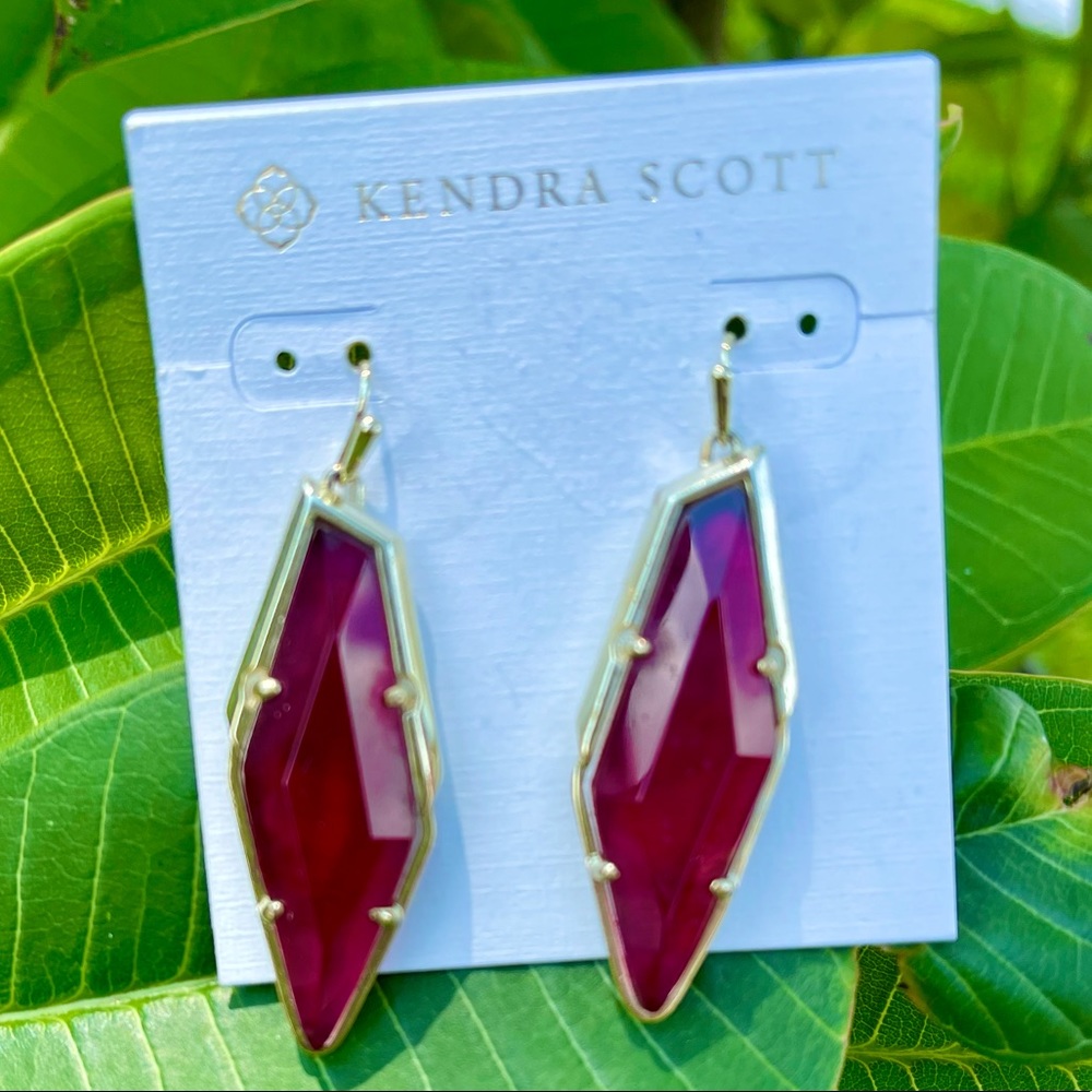 Kendra Scott Geometric Stone Ruby Red Earrings - image 5